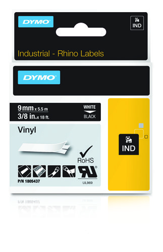 Dymo Rhino Cinta ID1-9 Blanco/negro vinilo