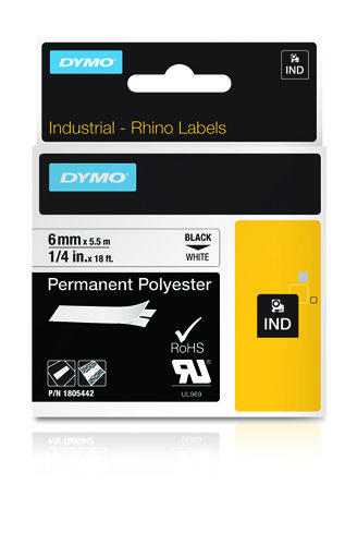Dymo Rhino Cinta ID1-6 Negro/blanco polyester