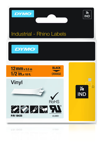 Dymo Rhino Cinta ID1-12 Negro/naranja vinilo