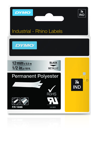 Dymo Rhino Cinta ID1-12 Negro/plata polyester