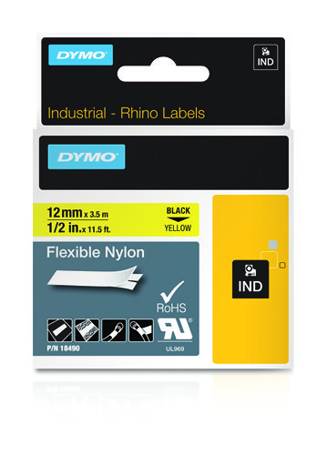 Dymo Rhino Cinta ID1-12 Negro/amarillo nylon