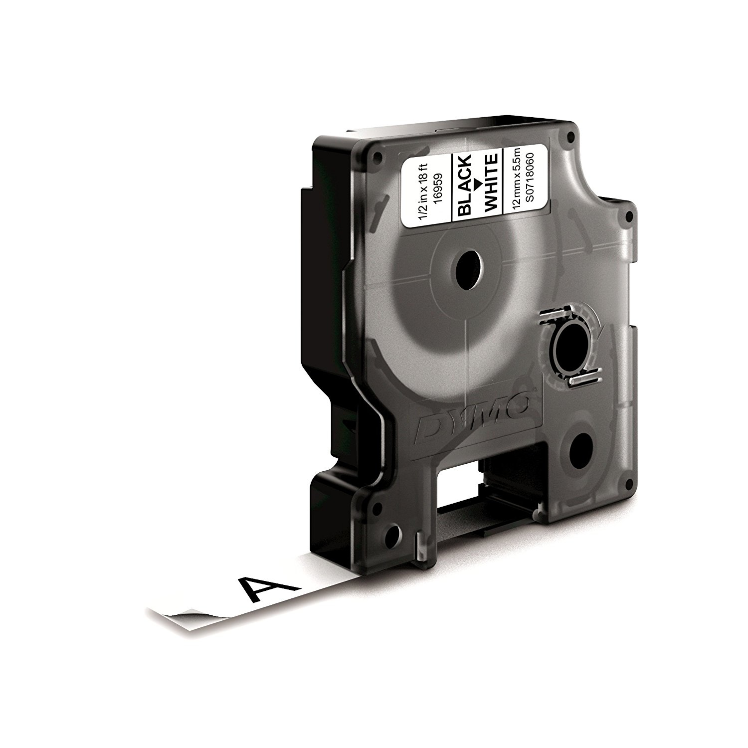 Dymo Cinta Lm D1 12mmx5, 5m Negro/blanco polyester adhesivo permanente