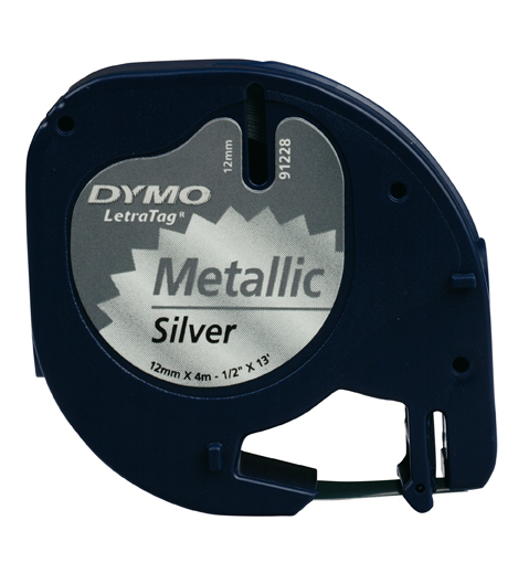 Dymo Cinta Lt 12mmx4mt -Negro/Plata metalizada