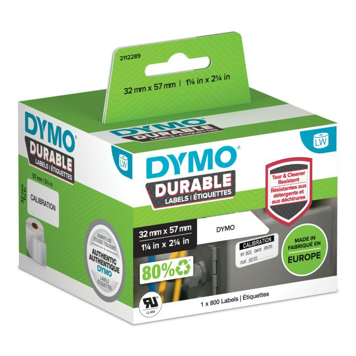 Dymo Etiqueta Lw Durable 2-1/4" X 1-1/4" (57MM X 32MM) Papel blanco