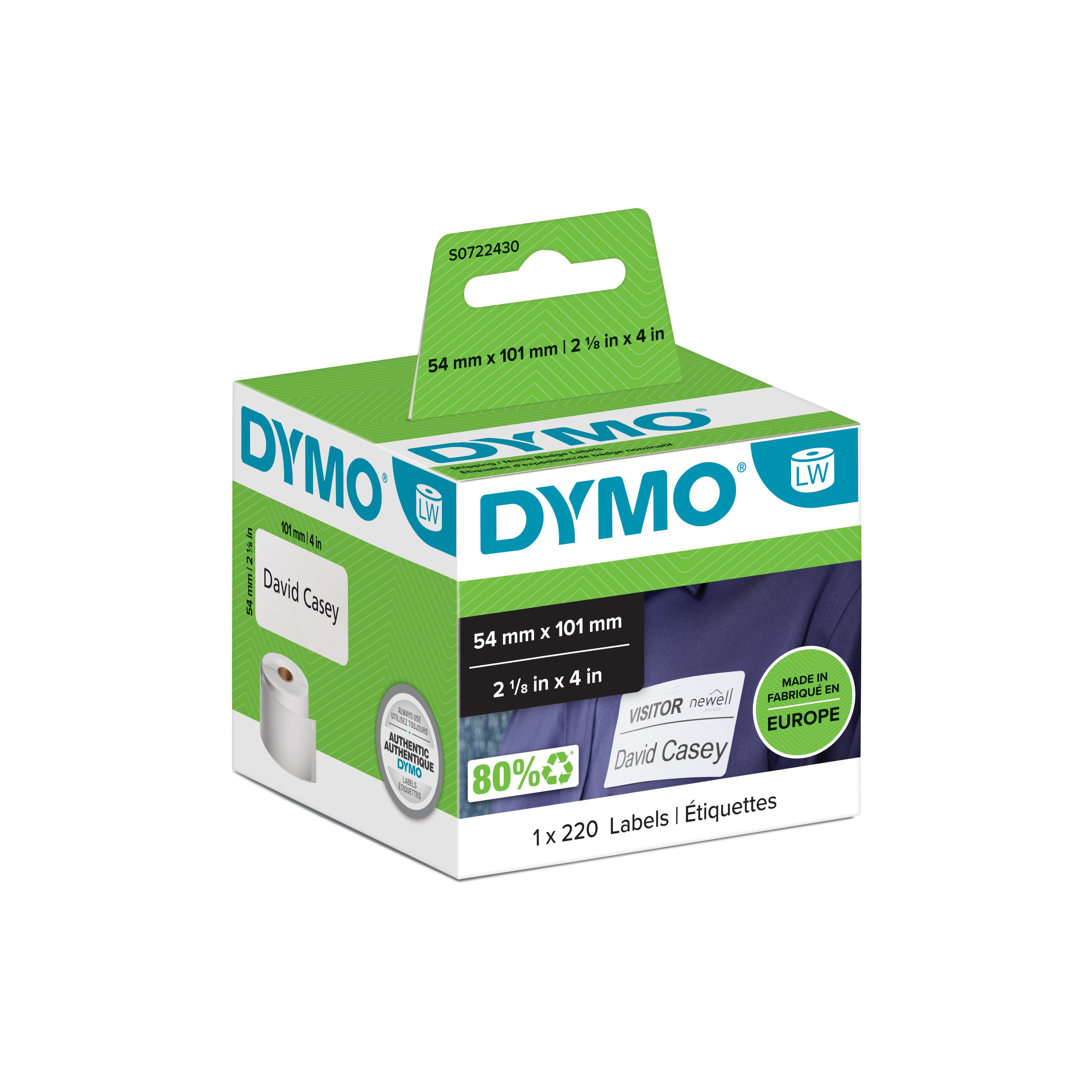 Dymo Etiqueta Lw envío 101x54mm, 1 rollo etiquetas (220) Papel blanco