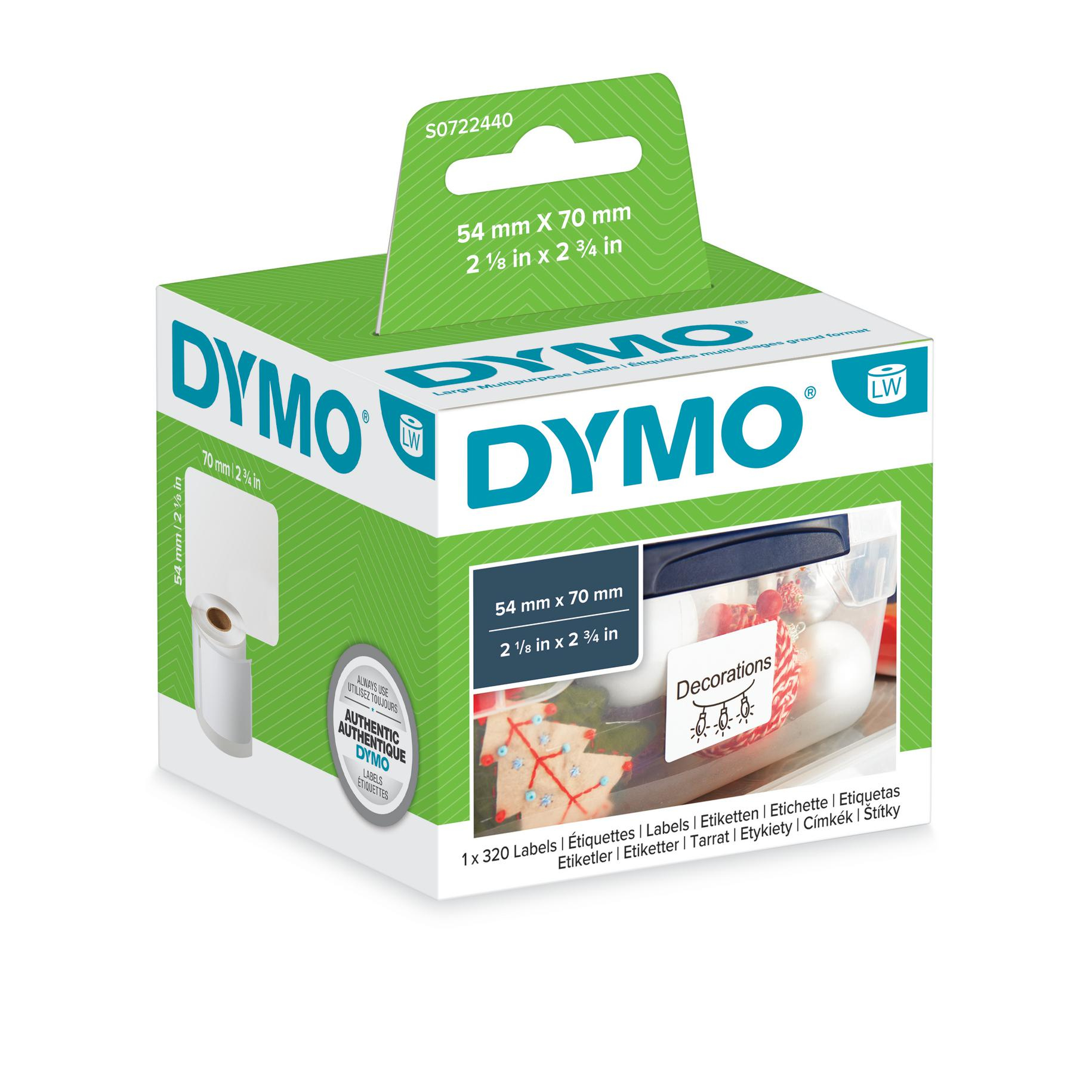 Dymo Etiqueta Lw diskette 70x54mm, 1 rollo etiquetas (320) Papel blanco