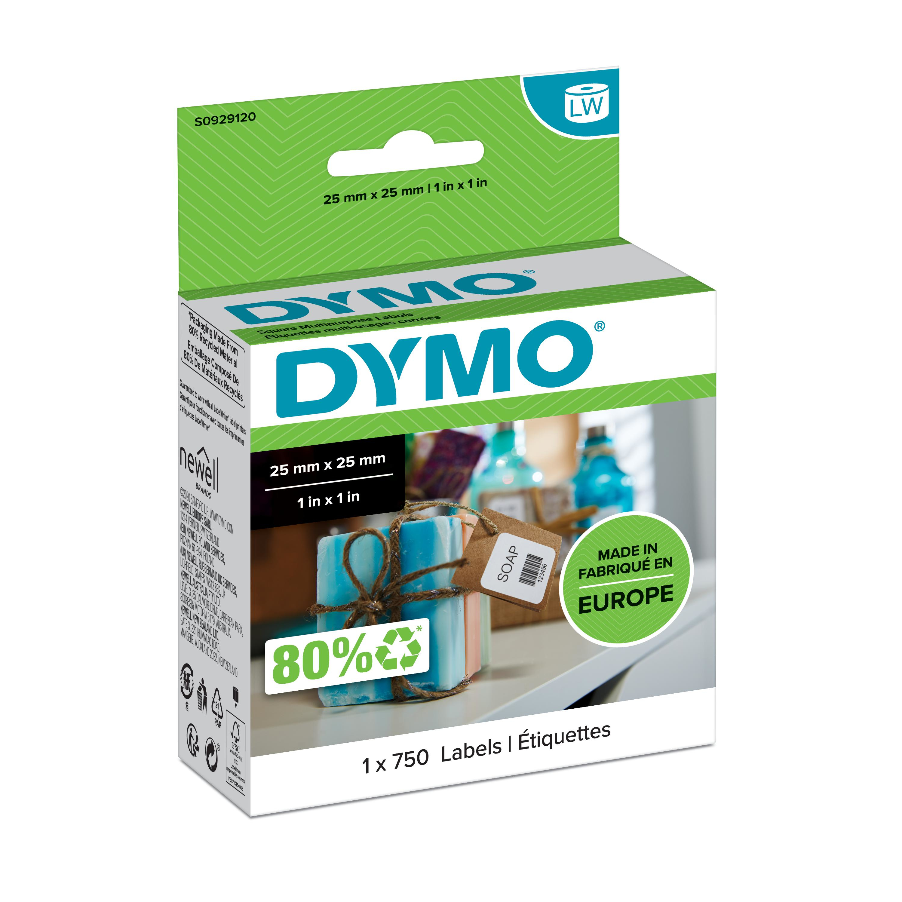 Dymo Etiqueta Lw 1 rollo de etiquetas cuadradas de papel (750) Papel blanco