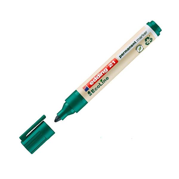 Edding Marcador permanente Ecoline 21 - Punta conica - Trazo 1, 5 mm - Color verde