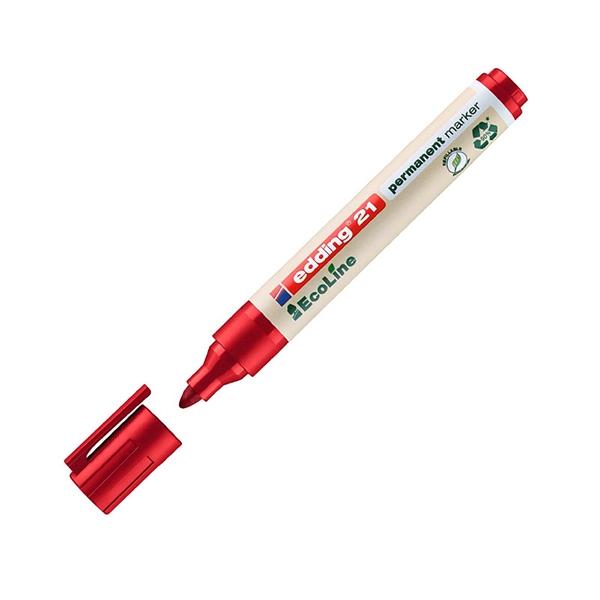 Edding Marcador permanente Ecoline 21 - Punta conica - Trazo 1, 5 mm - Color rojo