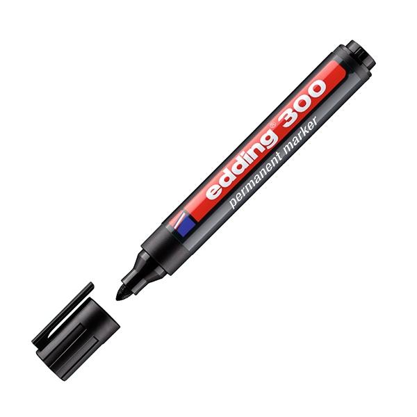 Edding Marcador permanente 300 - Punta conica - Trazo 1, 5 mm a 3 mm - Color negro