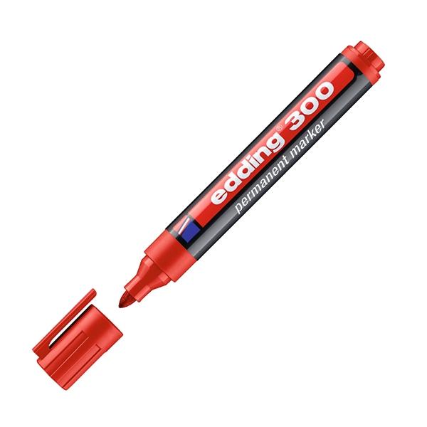 Edding Marcador permanente 300 - Punta conica - Trazo 1, 5 mm a 3 mm - Color rojo
