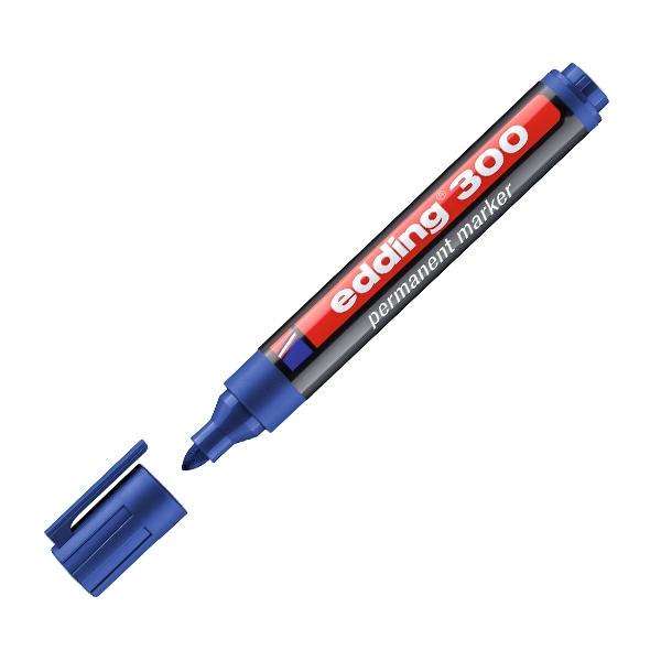 Edding Marcador permanente 300 - Punta conica - Trazo 1, 5 mm a 3 mm - Color azul