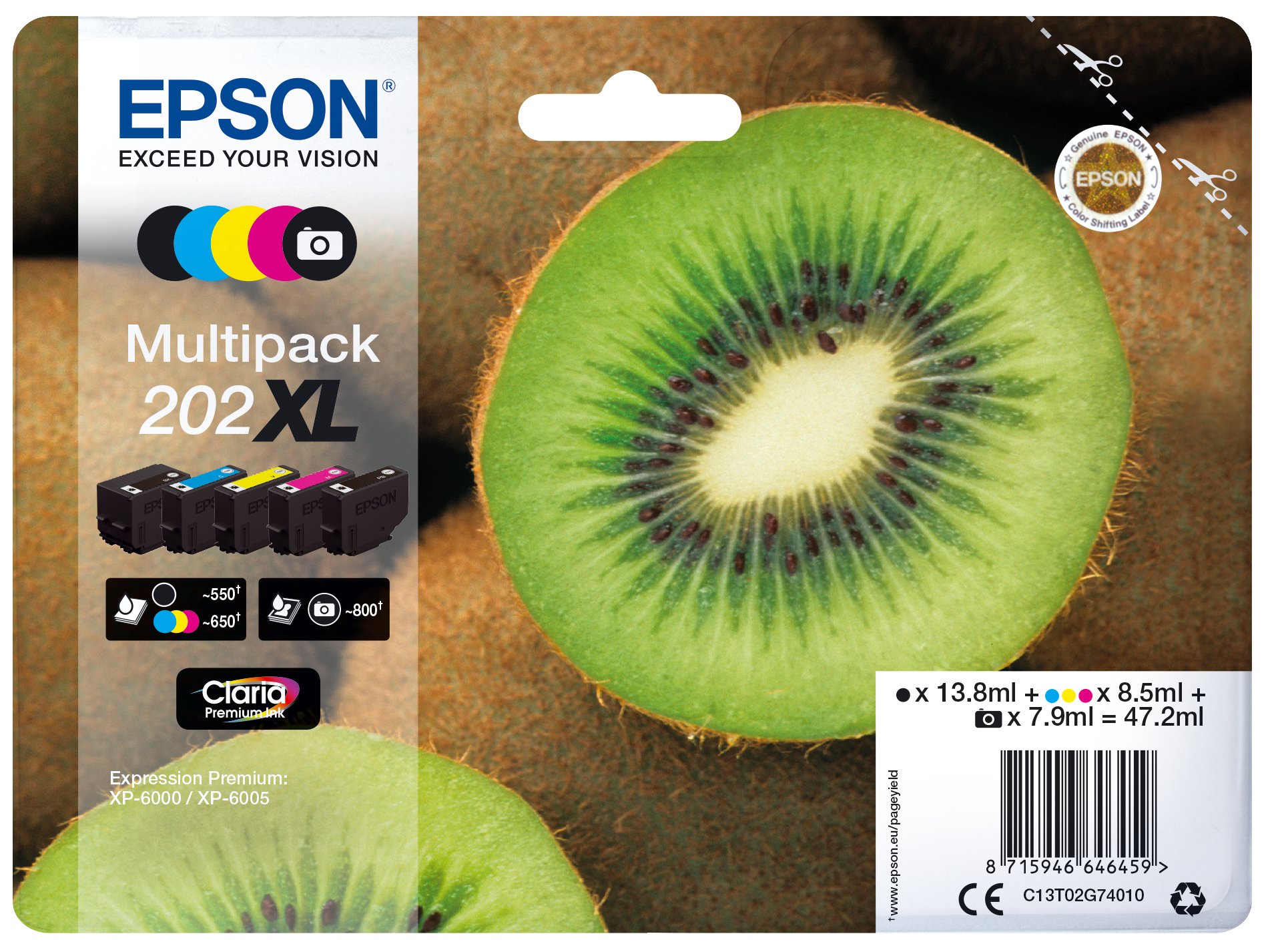 Epson Multipack 5-colours 202XL Claria Premium Ink Kiwi