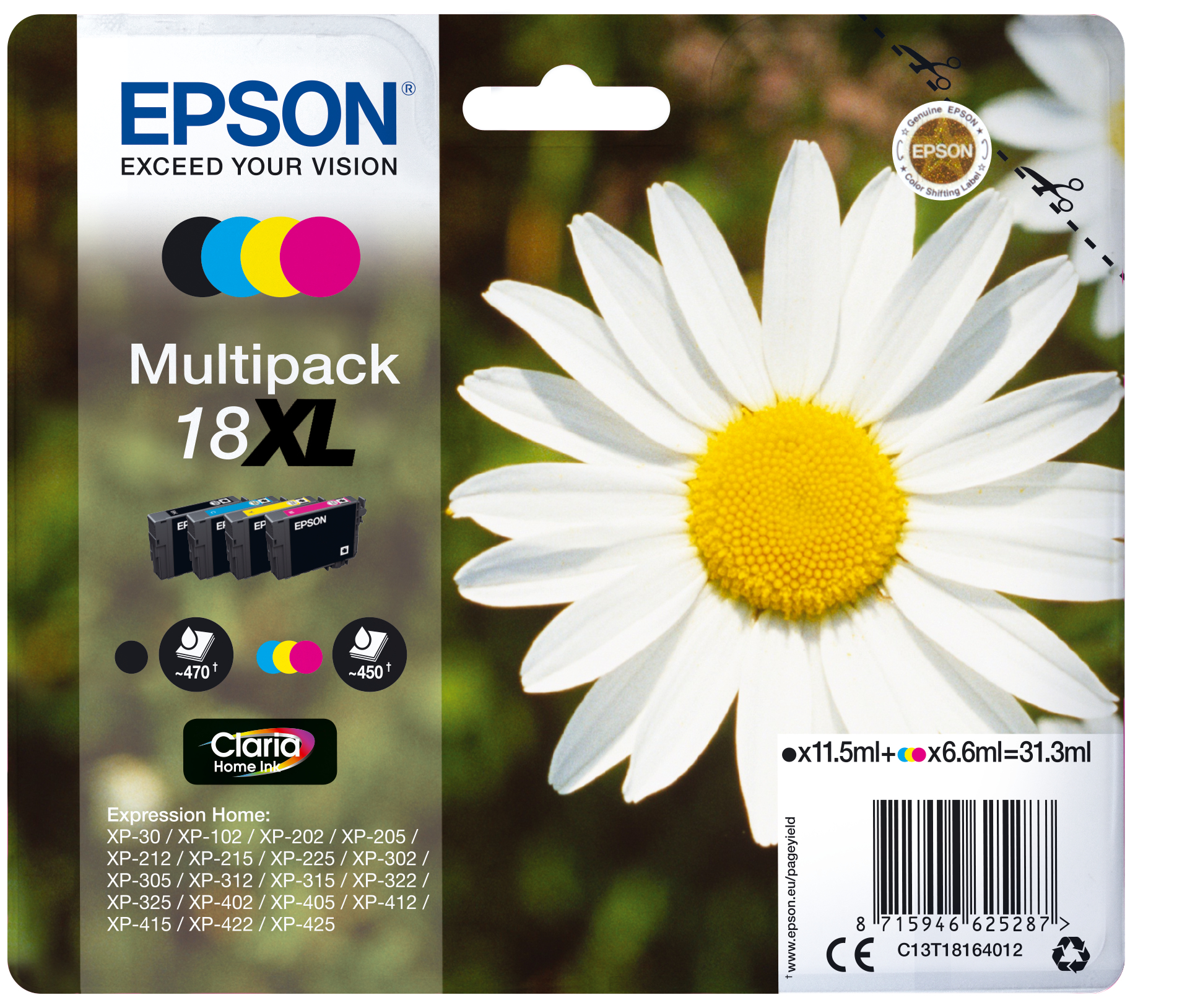Epson Expression Home XP-102/202/205/215/305/405 Multipack 4 Cartuchos Alta Capacidad…