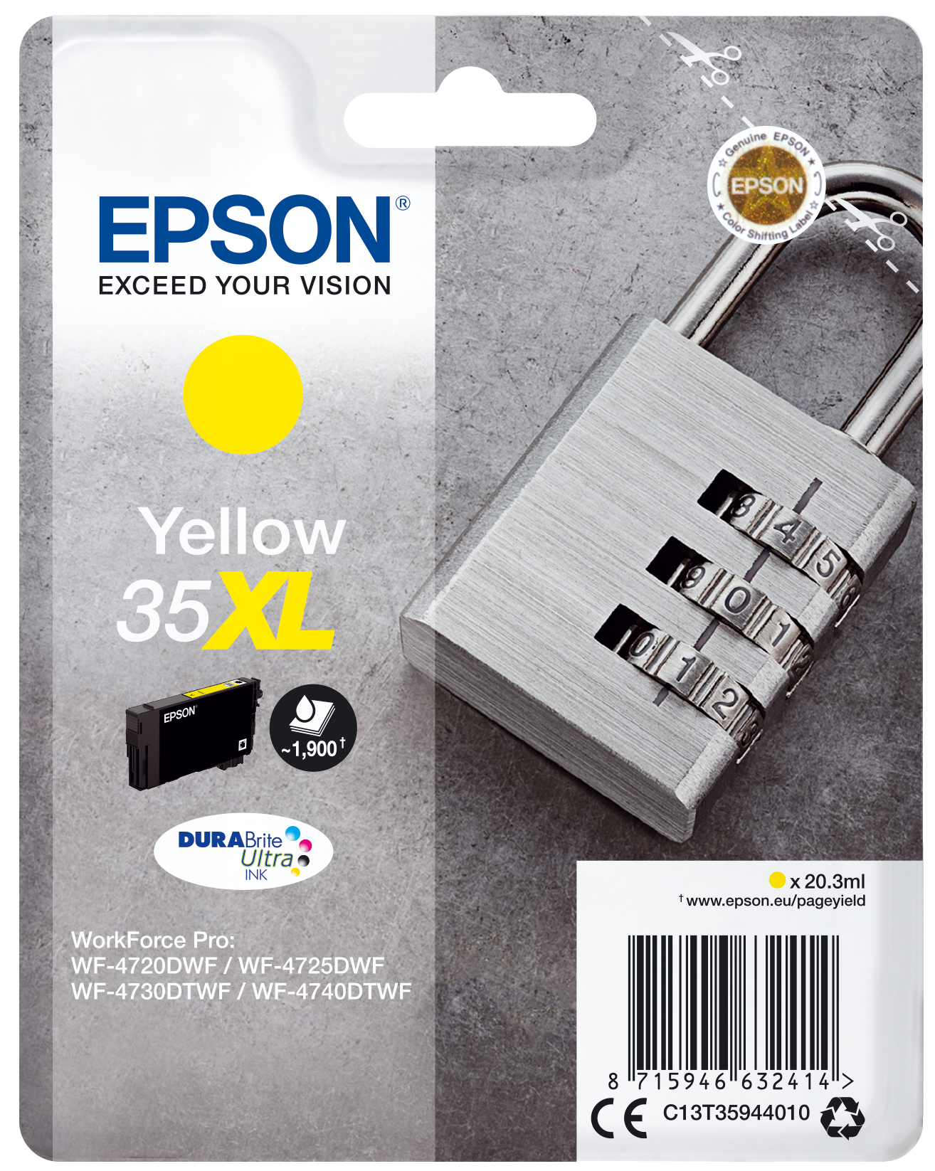 Epson Singlepack Yellow 35XL DURABrite Ultra Ink