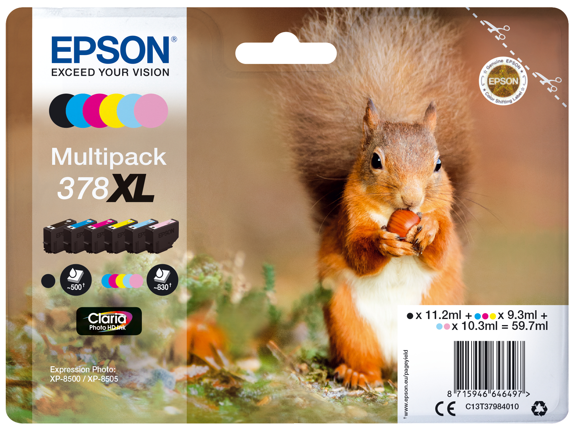 Epson Multipack 6-colours 378XL Claria Photo HD Ink Ardilla