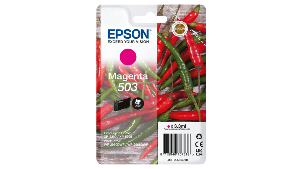 Epson Cartucho Magenta 503 WF-2960dwf, WF-2965dwf, XP-5205 Pimiento