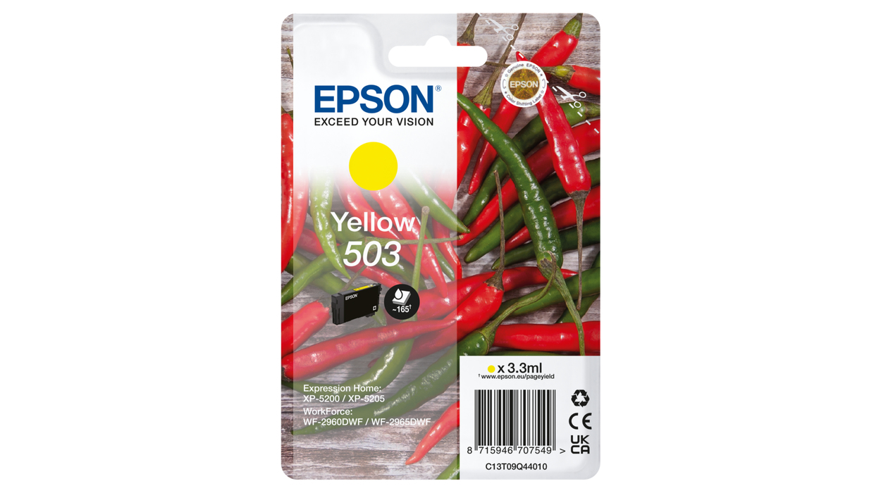 Epson Cartucho Amarillo 503 WF-2960dwf, WF-2965dwf, XP-5205 Pimiento