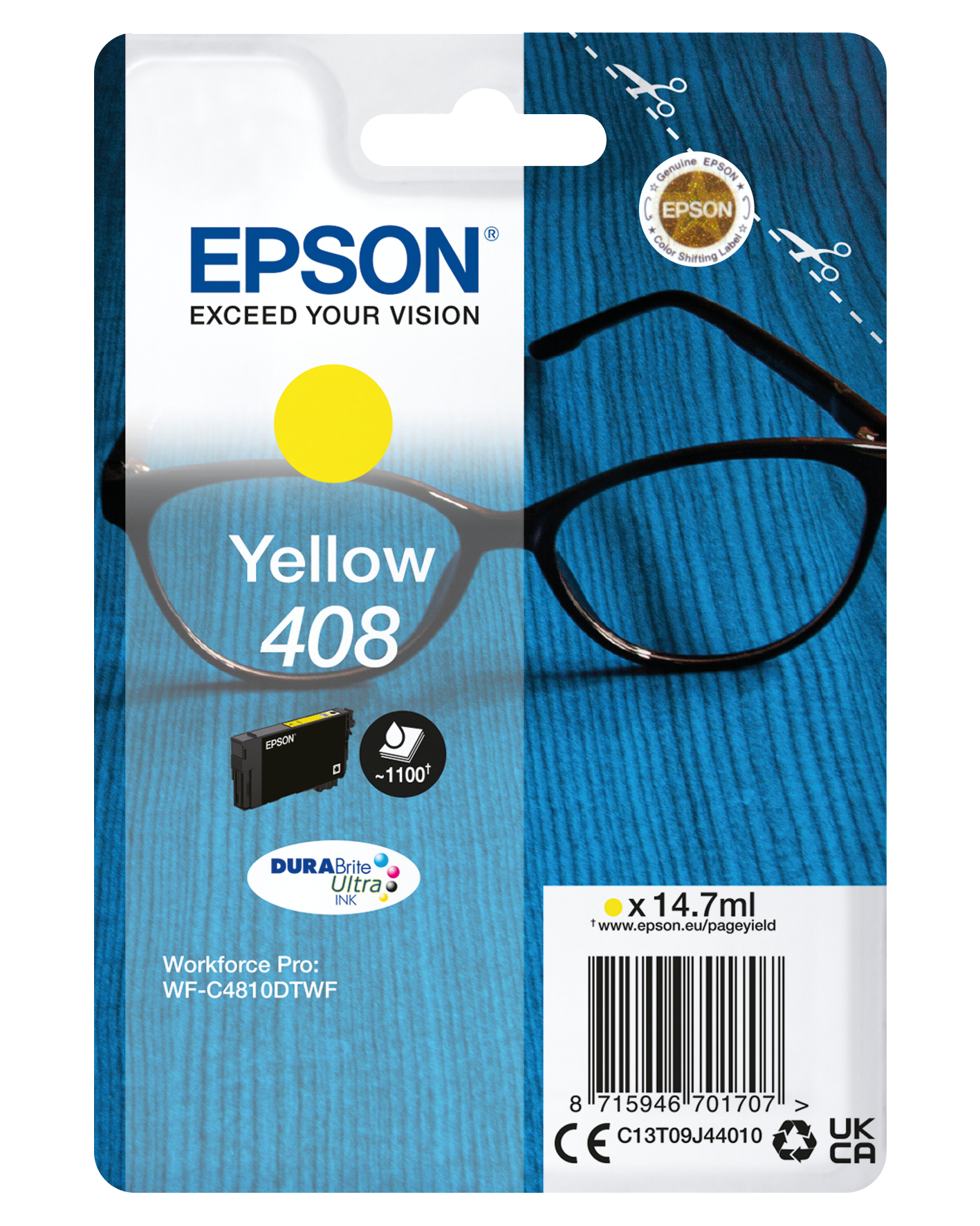 Epson tinta Amarilllo Singlepack 408 DURABrite Ultra Ink