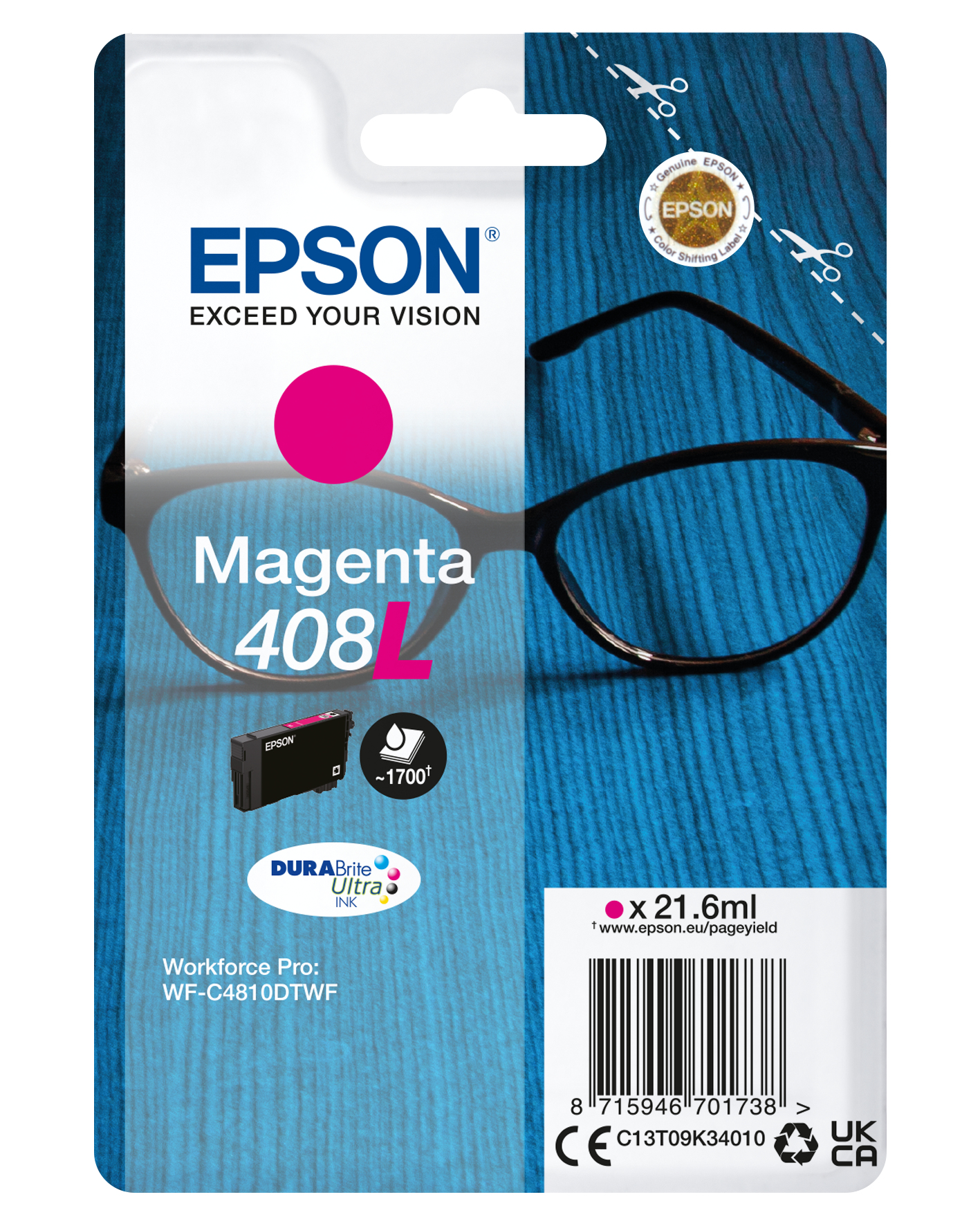 Epson tinta Magenta Singlepack 408L DURABrite Ultra Ink