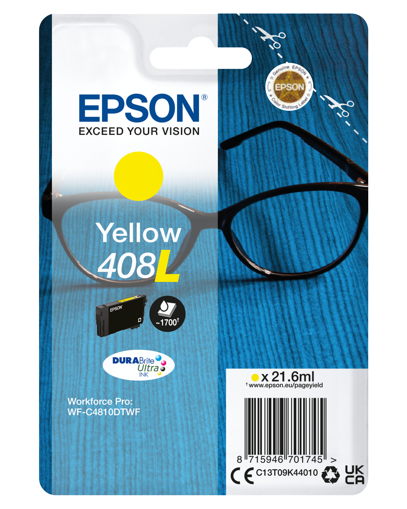 Epson tinta Amarillo Singlepack 408L DURABrite Ultra Ink