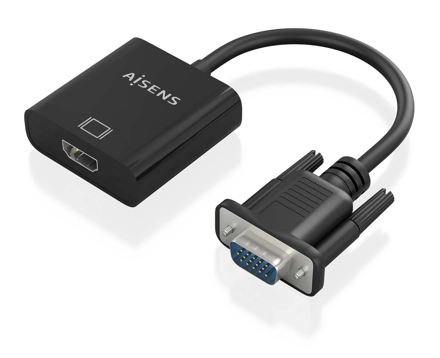 AISENS - CABLE CONVERSOR SVGA+AUDIO A HDMI, SVGA/M+JACK 3.5/H+USB MicroB/H-HDMI A/H, NEGRO, 20CM