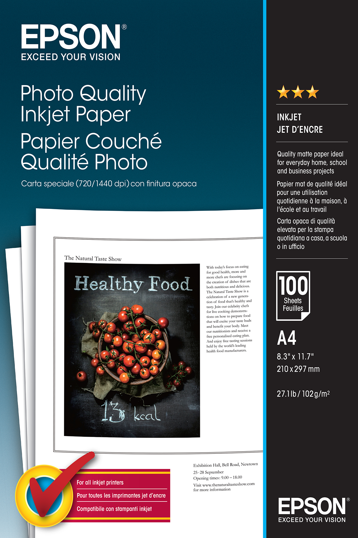 Epson Papel Especial Hq, A4, 100 Hojas, 102g