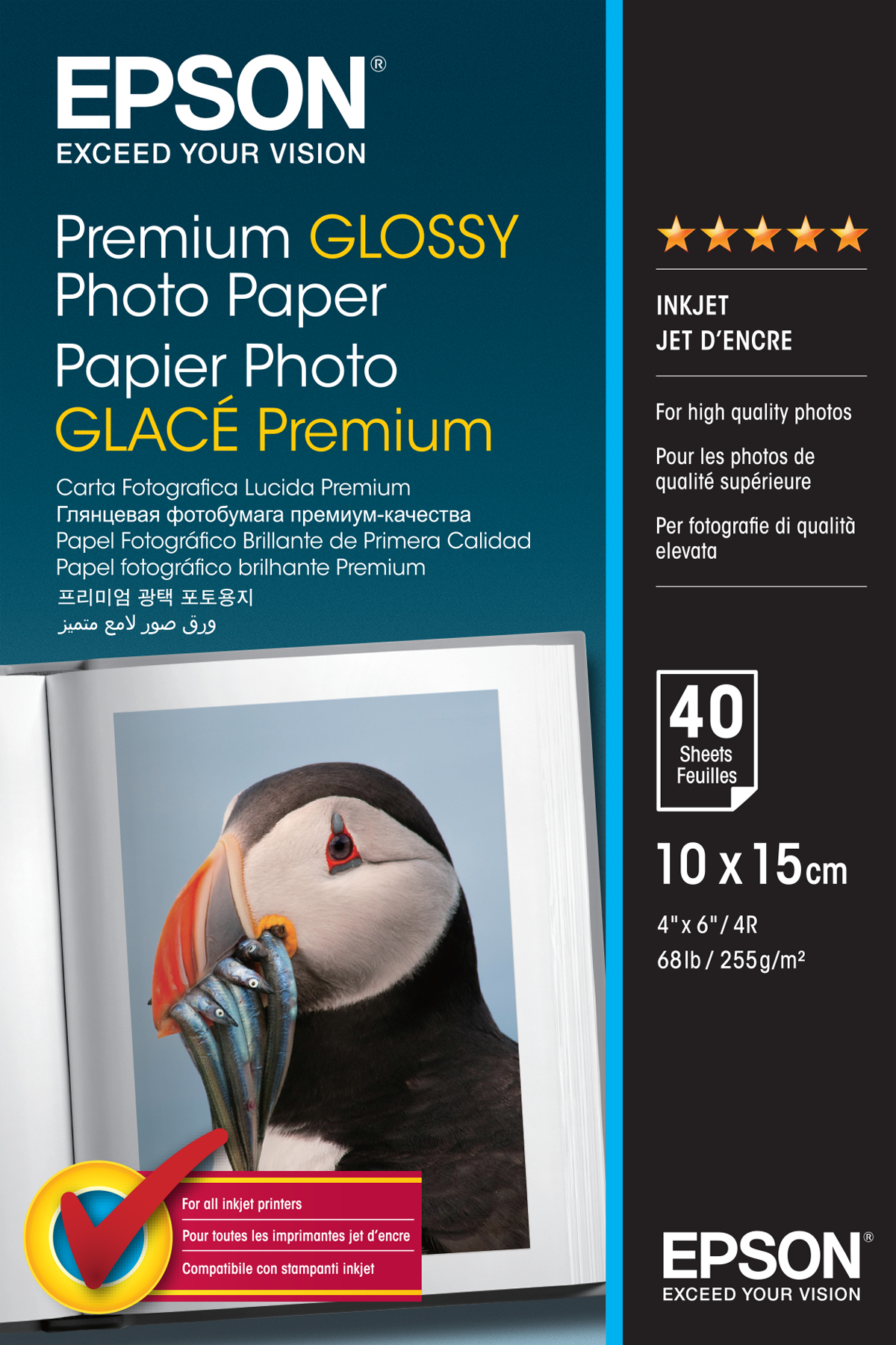 Epson Papel Premium Glossy Photo 255 gr, 10 x 15cm, 40h