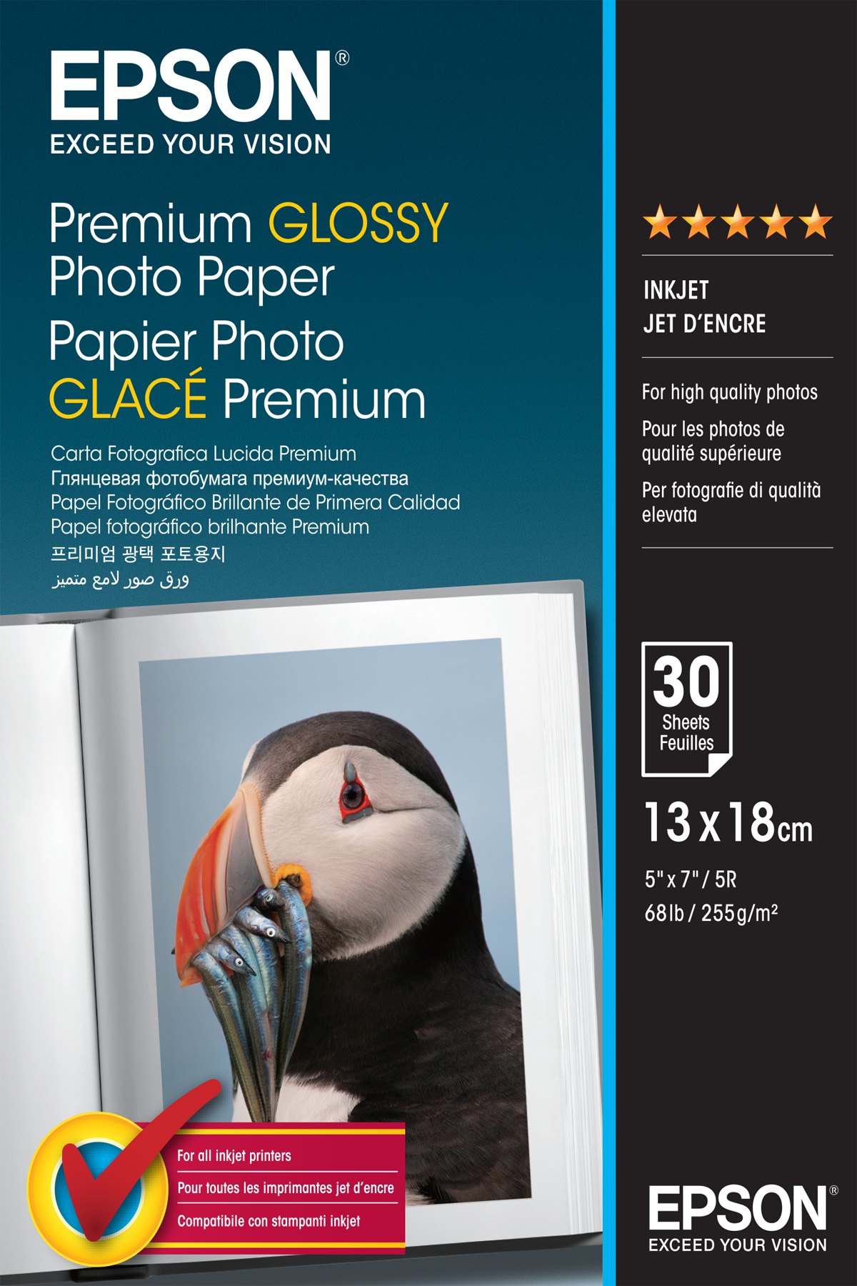 Epson Papel Premium Glossy Photo 255 gr, 13 x 18cm, 30h