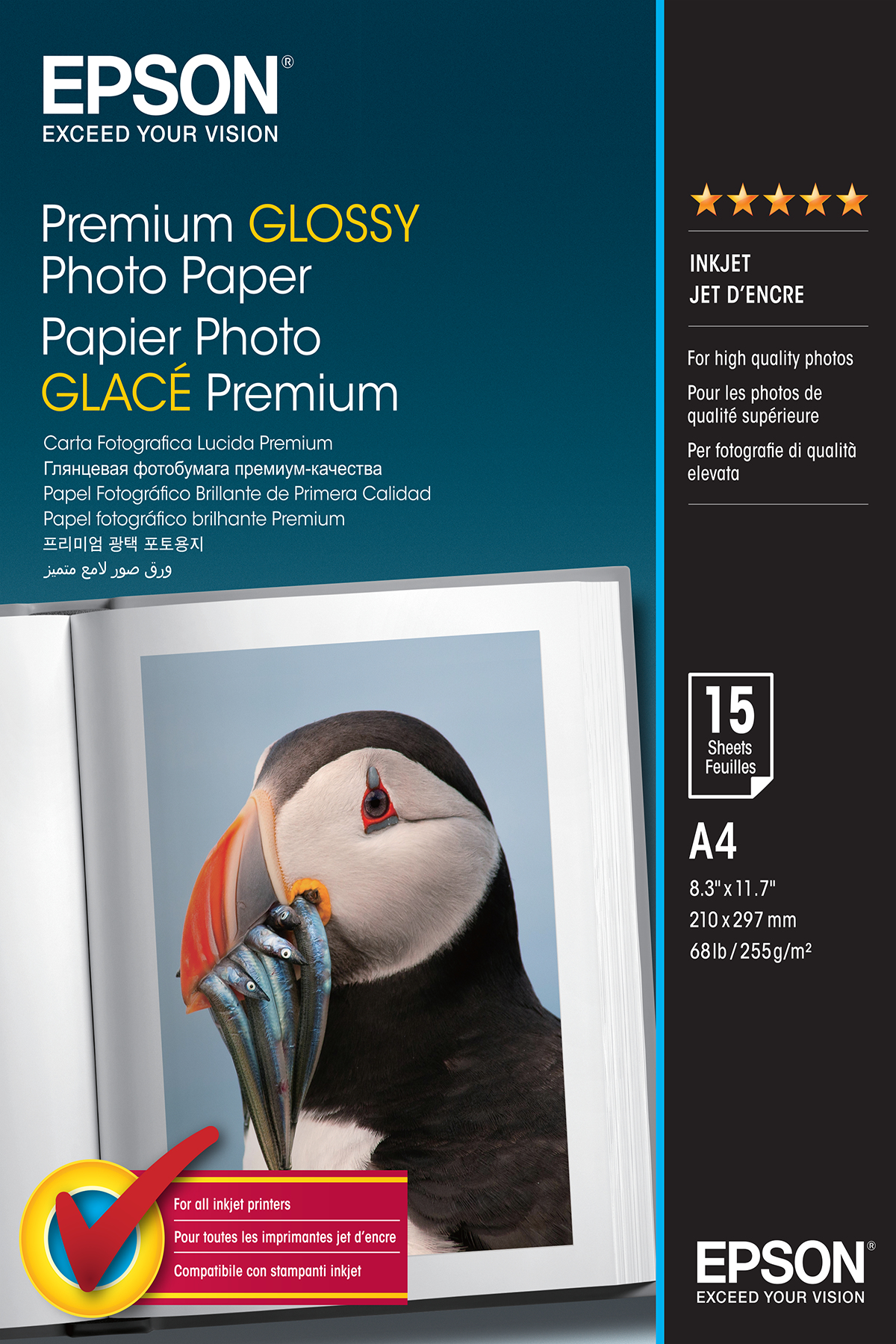 Epson Papel Premium Glossy Photo 255 gr, A4, 15h