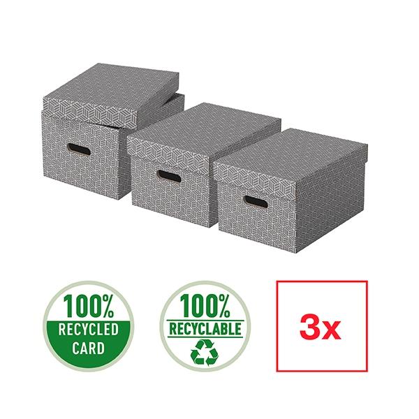 Esselte Esselte Paq.3 cajas de almacenaje Esselte 25, 5x20x15cm gris