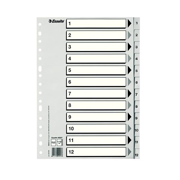 Esselte Esselte indice numerico 1-12 Esselte multitaladro Pp folio gris