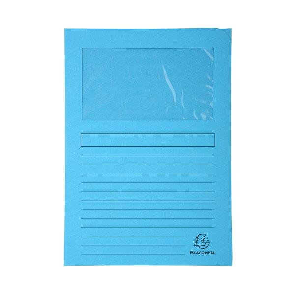 Exacompta Paq.25 subcarpetas con ventana 120g 22x31cm azul claro