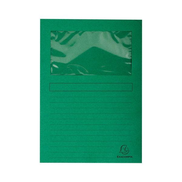 Exacompta Paq.25 subcarpetas con ventana 120g 22x31cm verde claro