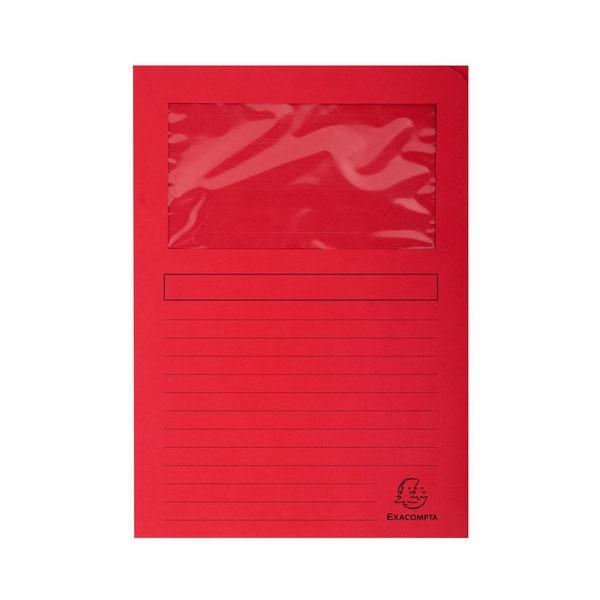 Exacompta Paq.25 subcarpetas con ventana 120g 22x31cm rojo