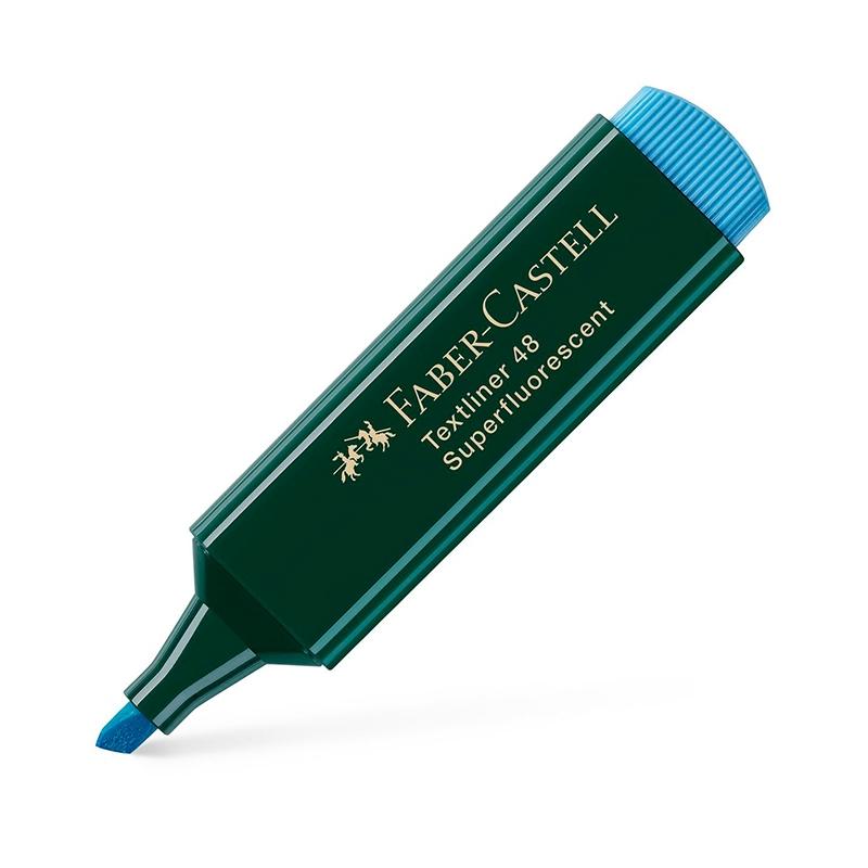 Faber-Castell Marcador fluorescente Texliner 48 - Punta biselada - Trazo 1 mm a 5 mm - Color azul