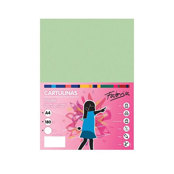 Fabrisa Pack de 50 Cartulina 180gr A4 verde laguna
