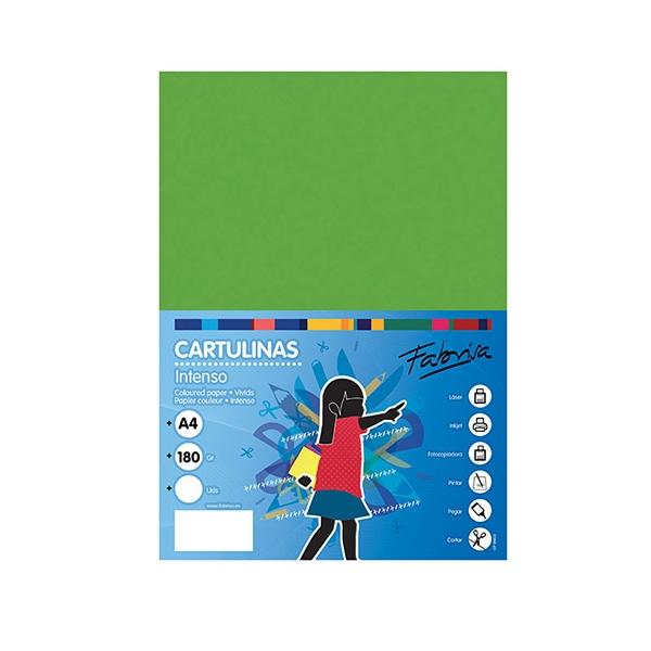 Fabrisa Pack de 50 Cartulina 180gr A4 verde fuerte