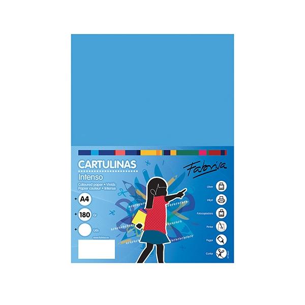 Fabrisa Pack de 50 Cartulina 180gr A4 azul turquesa