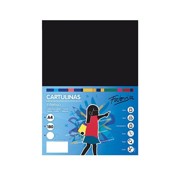 Fabrisa Paq.50h cartulina 180gr A4 negro