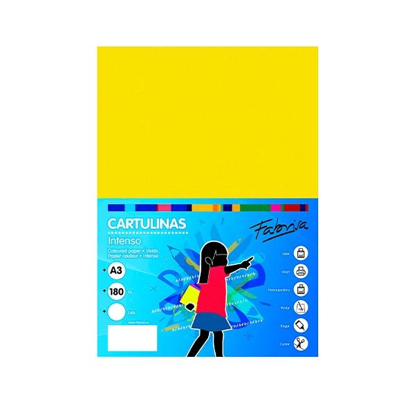 Fabrisa Pack de 50 Cartulina 180gr A3 amarillo