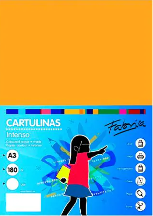 Fabrisa Pack de 50 Cartulina 180gr A3 naranja azafran