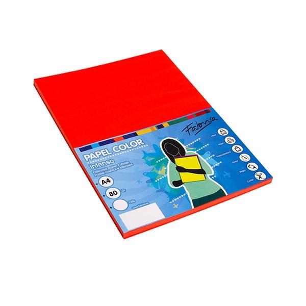 Fabrisa Paq.100h papel color 80g A4 rojo