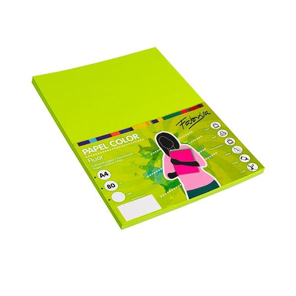 Fabrisa Paq.100h papel color 75g A4 verde fluorescente