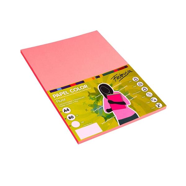 Fabrisa Paq.100h papel color 75g A4 rosa fluorescente