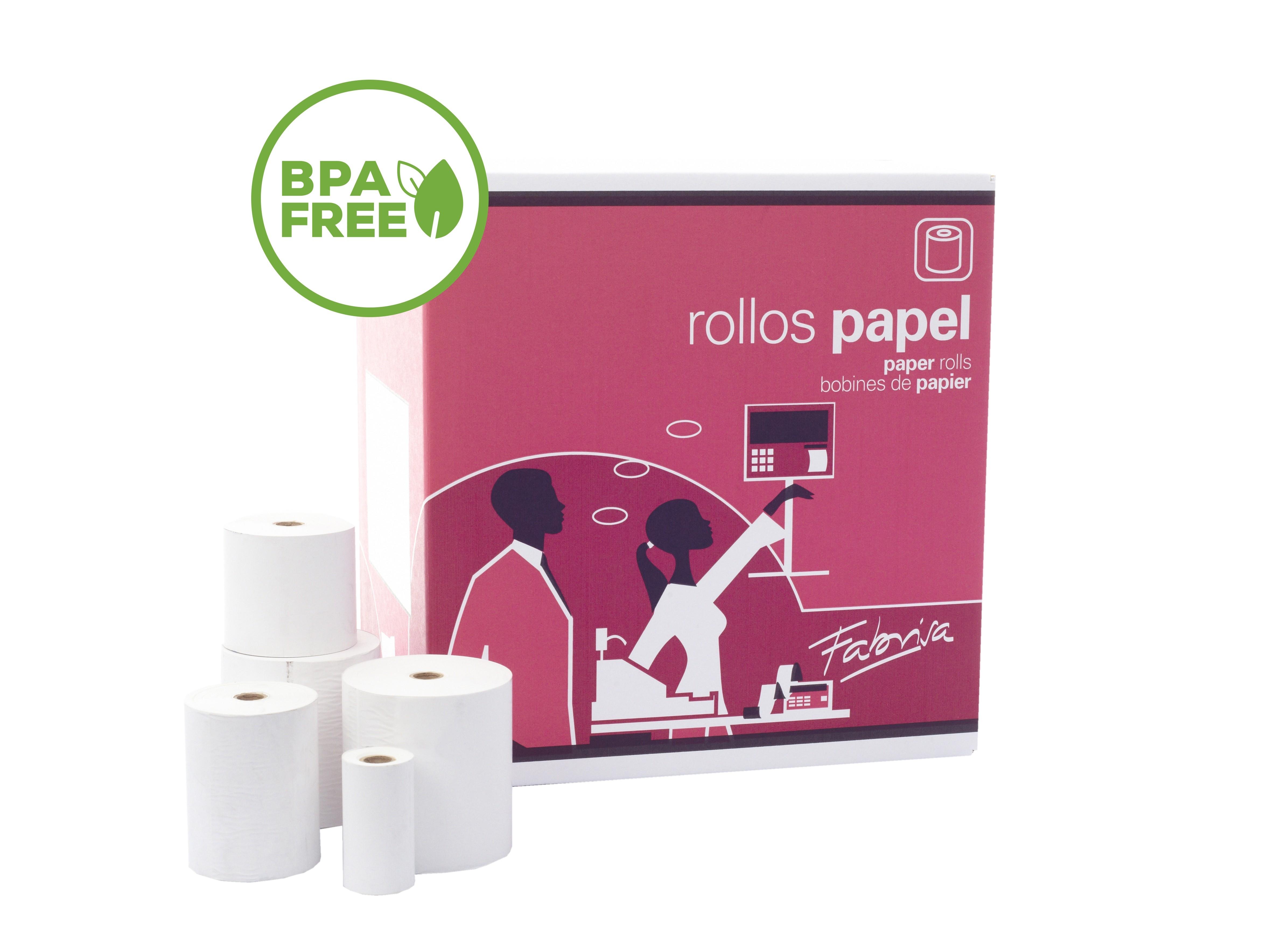 Fabrisa Rollo de papel termico - Sin Bpa - 57 x 40 mm - 55 g - Caja 10 rollos