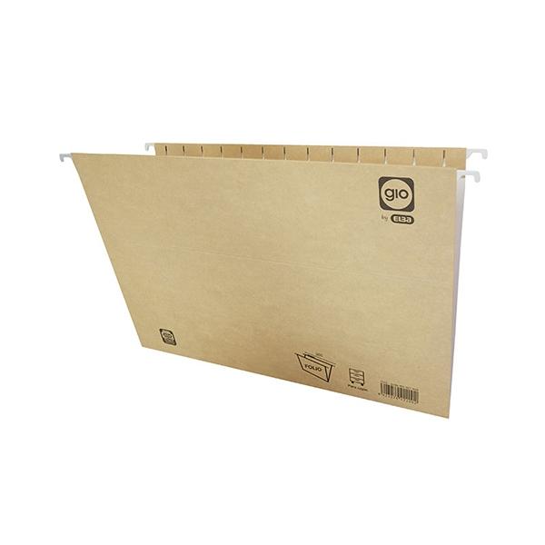 Gio Paq.25 carpetas colgantes visor superior lomo V folio kraft bicolor