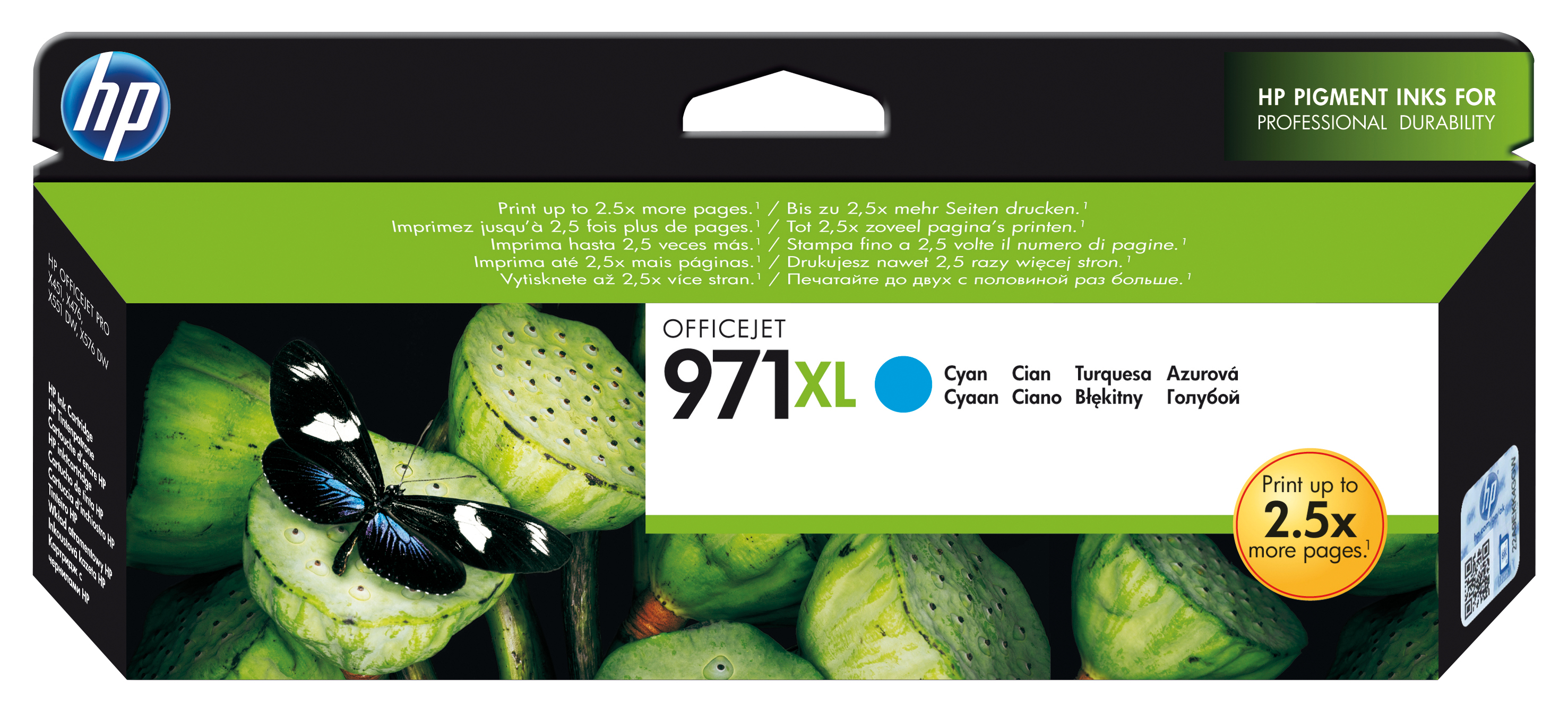 HP Offijet Pro X451/476/551 Cartucho Cian Nº971XL