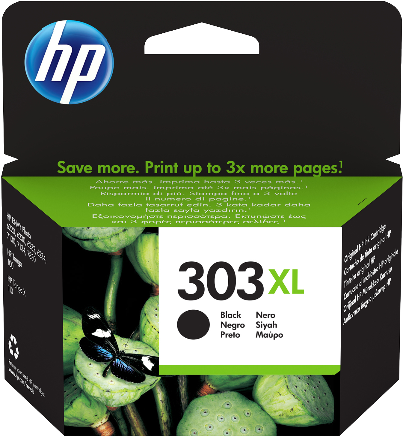 HP Envy Photo 6230, 7130, 7134, 7830 Cartucho nº303XL Negro