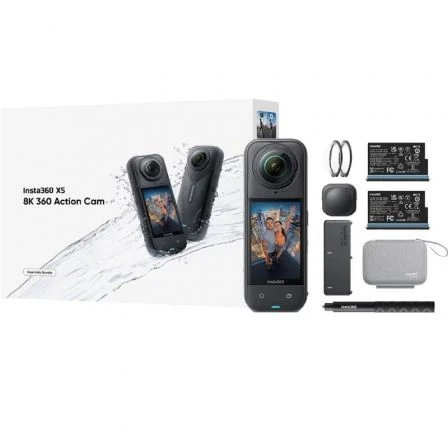 Cámara Digital Deportiva Insta360 X5 Essecial Kit/ 8K/ Ángulo de visión 360º/ Negra